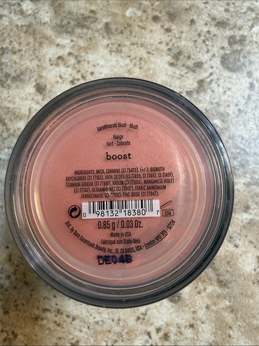 bareMinerals Boost Blush — Warm Peach Pink. Loose powder. New in container